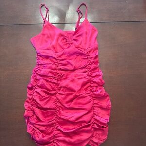 Vibrant Pink Ruched Dress